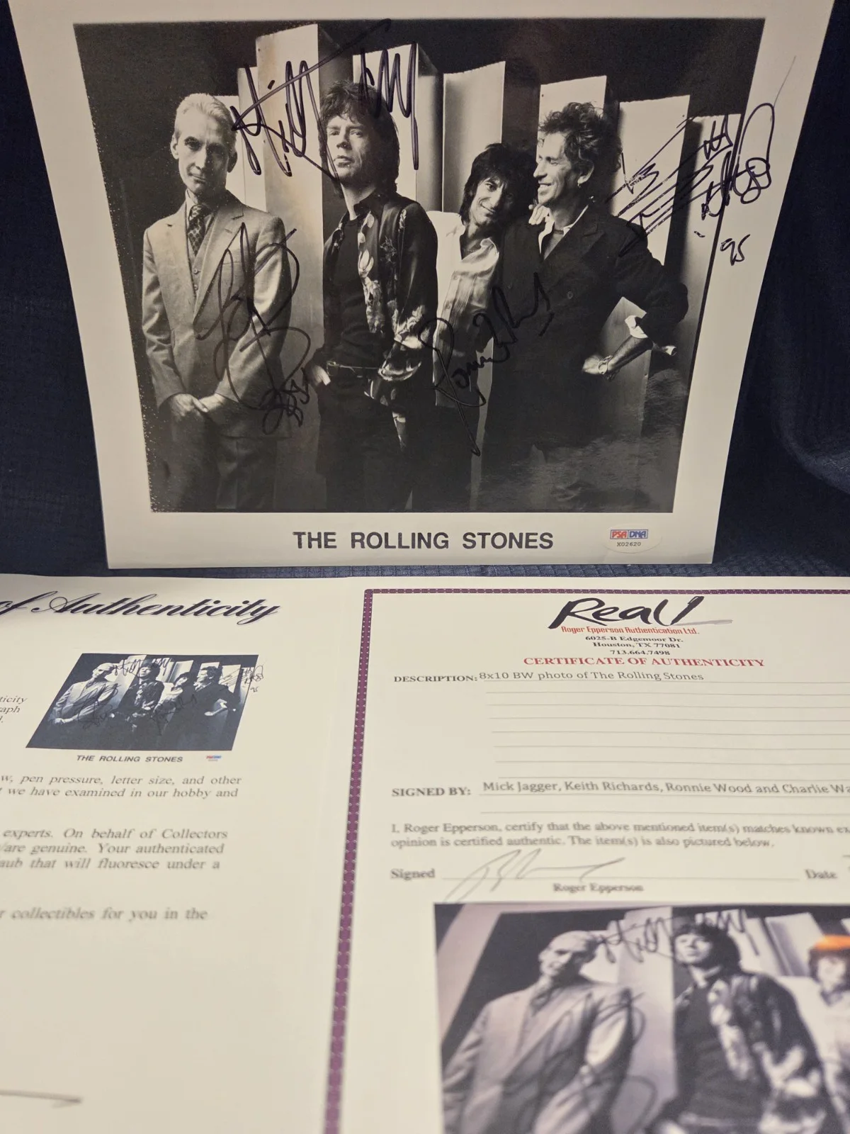 Autographed Rolling Stones 8x10 Photo/All 4/2 Certs PSA & Epperson, изображение 2