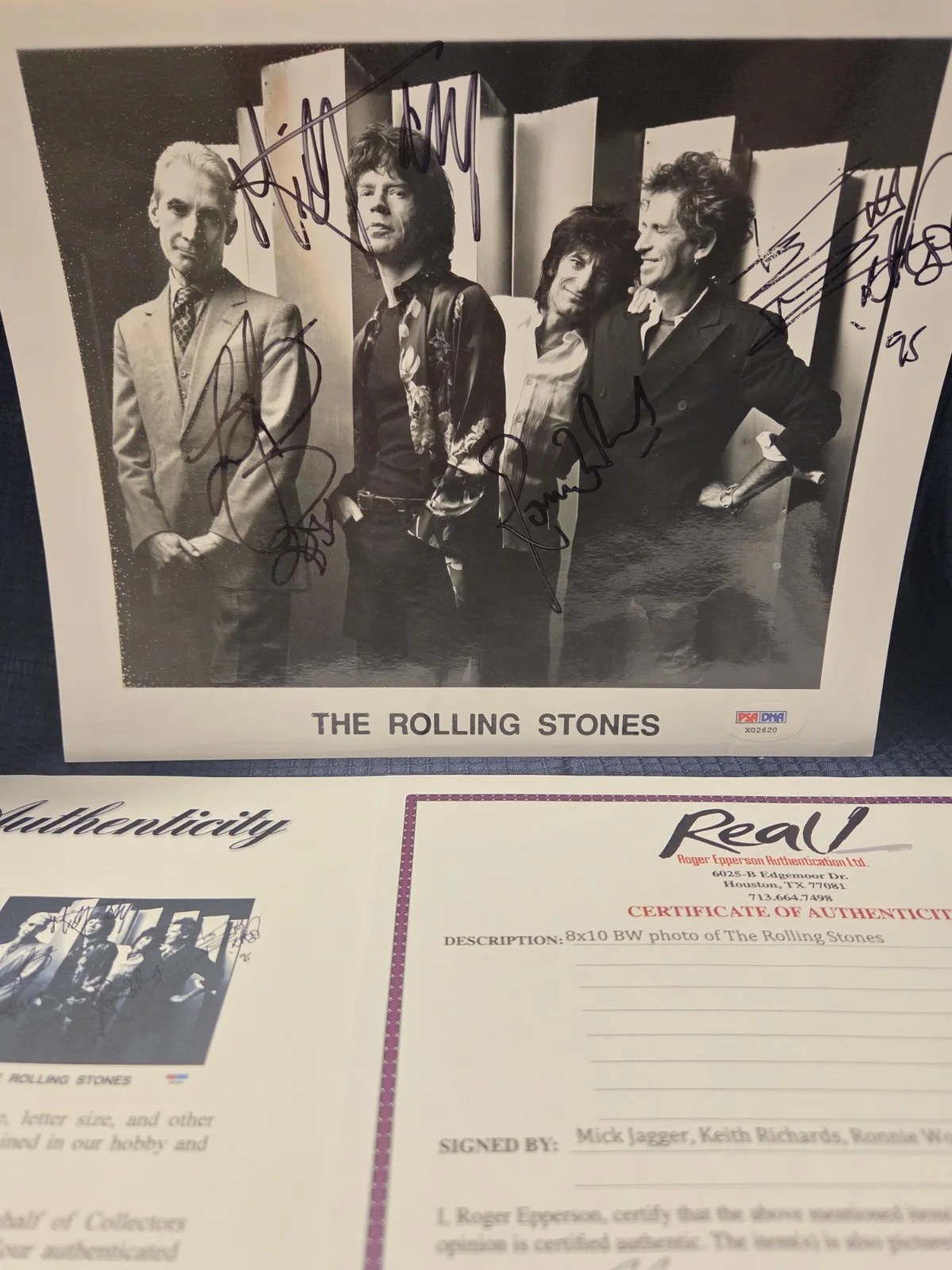 Autographed Rolling Stones 8x10 Photo/All 4/2 Certs PSA & Epperson, изображение 3