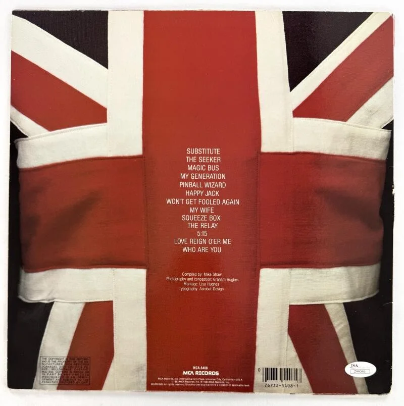 Roger Daltrey, Pete Townshend — Roger Daltrey Pete Townshend Signed Autograph The Who Hits Album Record JSA COA, image 2