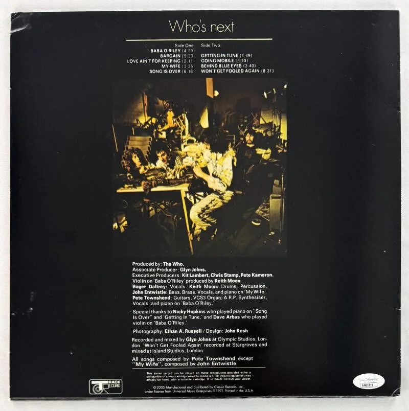 Roger Daltrey, Pete Townshend — Roger Daltrey Pete Townshend Signed Autograph The Who 's Next Album Record JSA, image 2