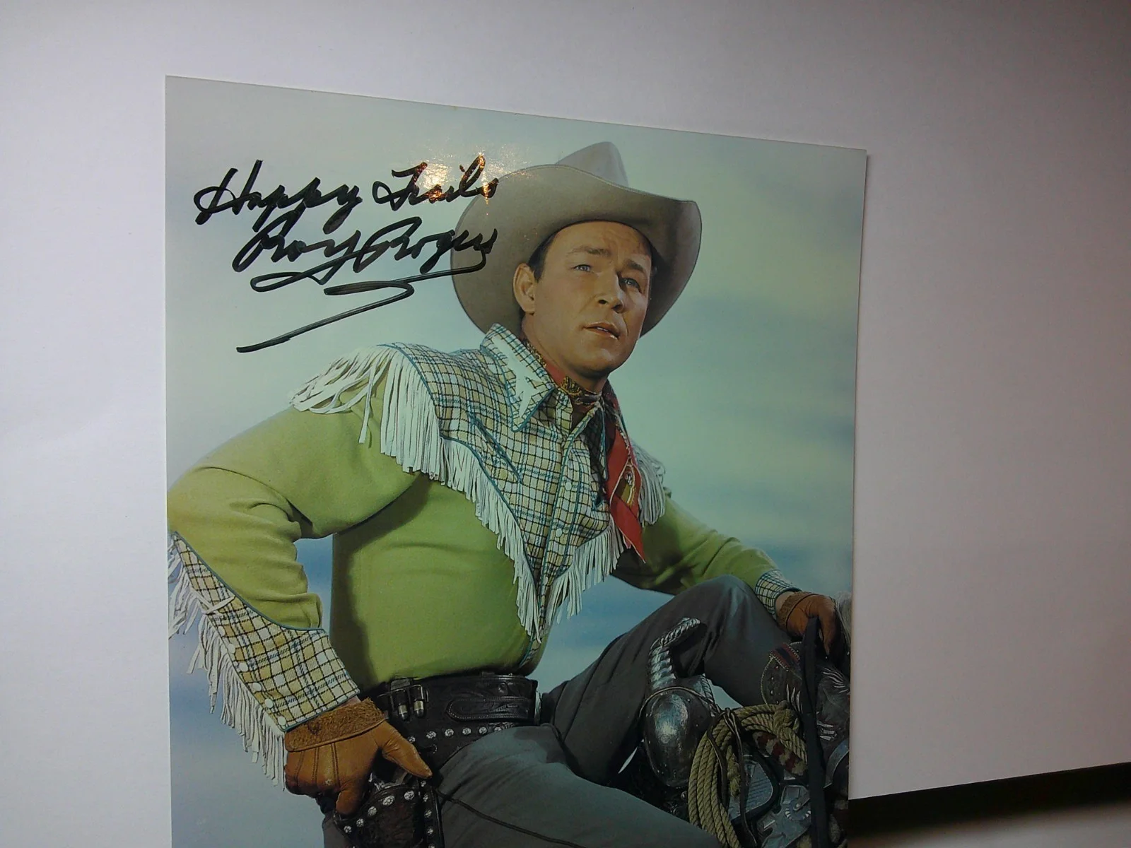 RARE SIGNED ROY ROGERS 8X10 COLOR BOLD AUTOGRAPH HAPPY TRAILS AUTHENTIC, изображение 2