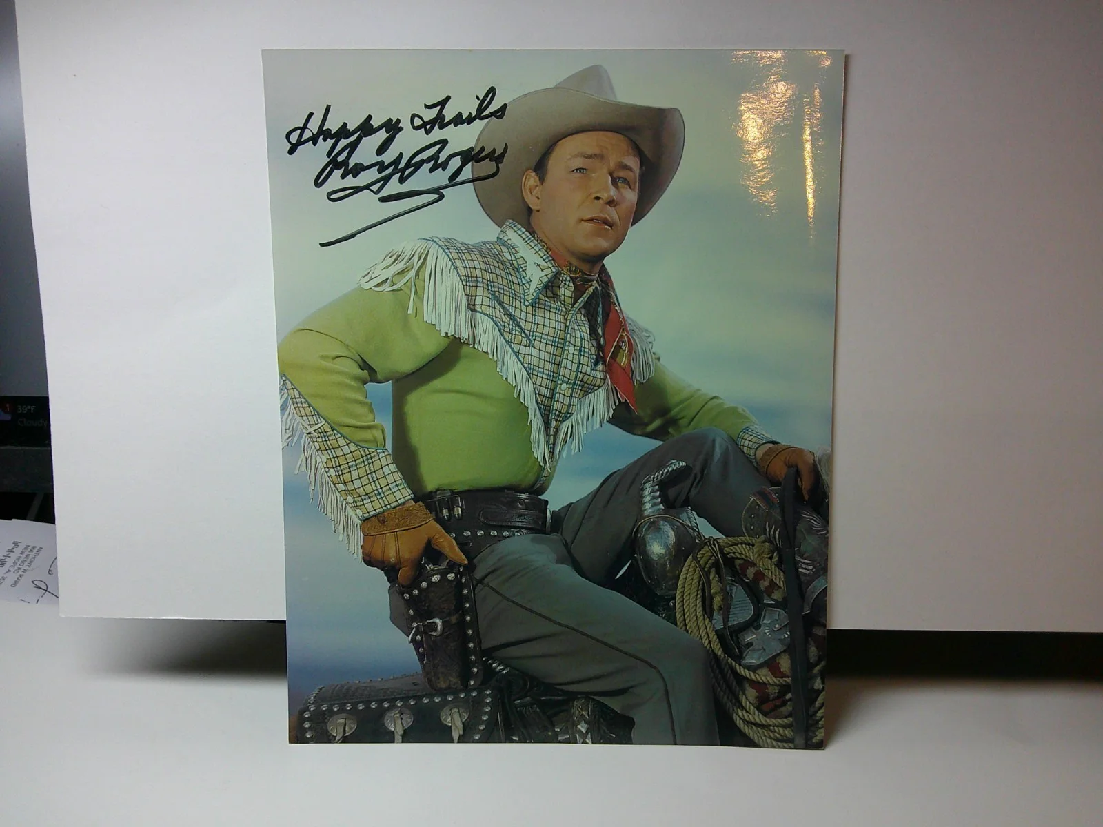 RARE SIGNED ROY ROGERS 8X10 COLOR BOLD AUTOGRAPH HAPPY TRAILS AUTHENTIC, изображение 3