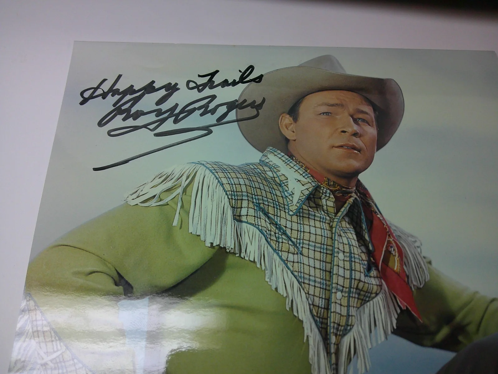 RARE SIGNED ROY ROGERS 8X10 COLOR BOLD AUTOGRAPH HAPPY TRAILS AUTHENTIC, изображение 4