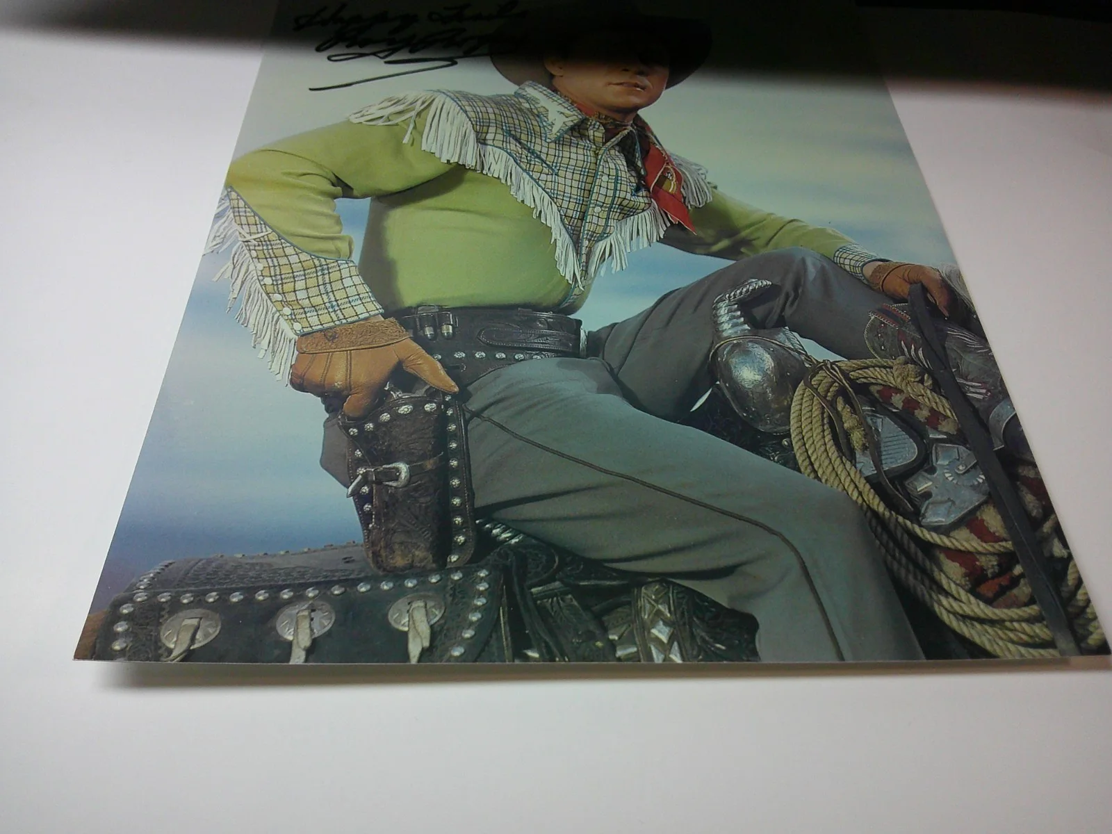 RARE SIGNED ROY ROGERS 8X10 COLOR BOLD AUTOGRAPH HAPPY TRAILS AUTHENTIC, изображение 5