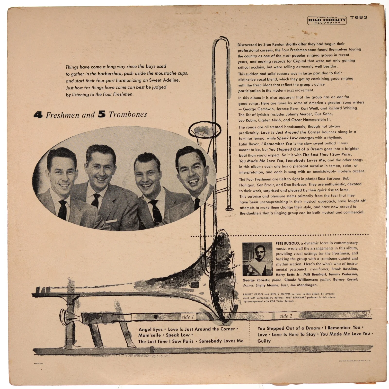 RARE! All 4 Freshmen + Stan Kenton & June Christy Signed LP | 1959 Provenance, изображение 2