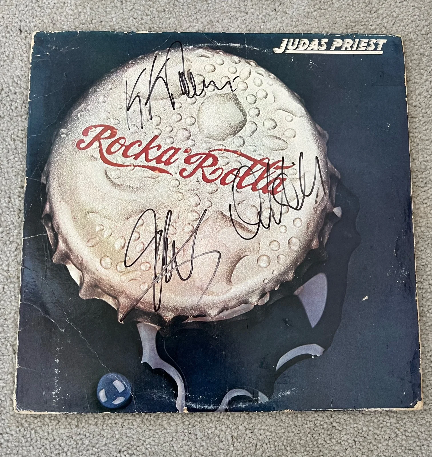 JUDAS PRIEST Signed Rocka Rolla 1974 Vinyl Album JSA LOA Tipton Downing Hill, image 2