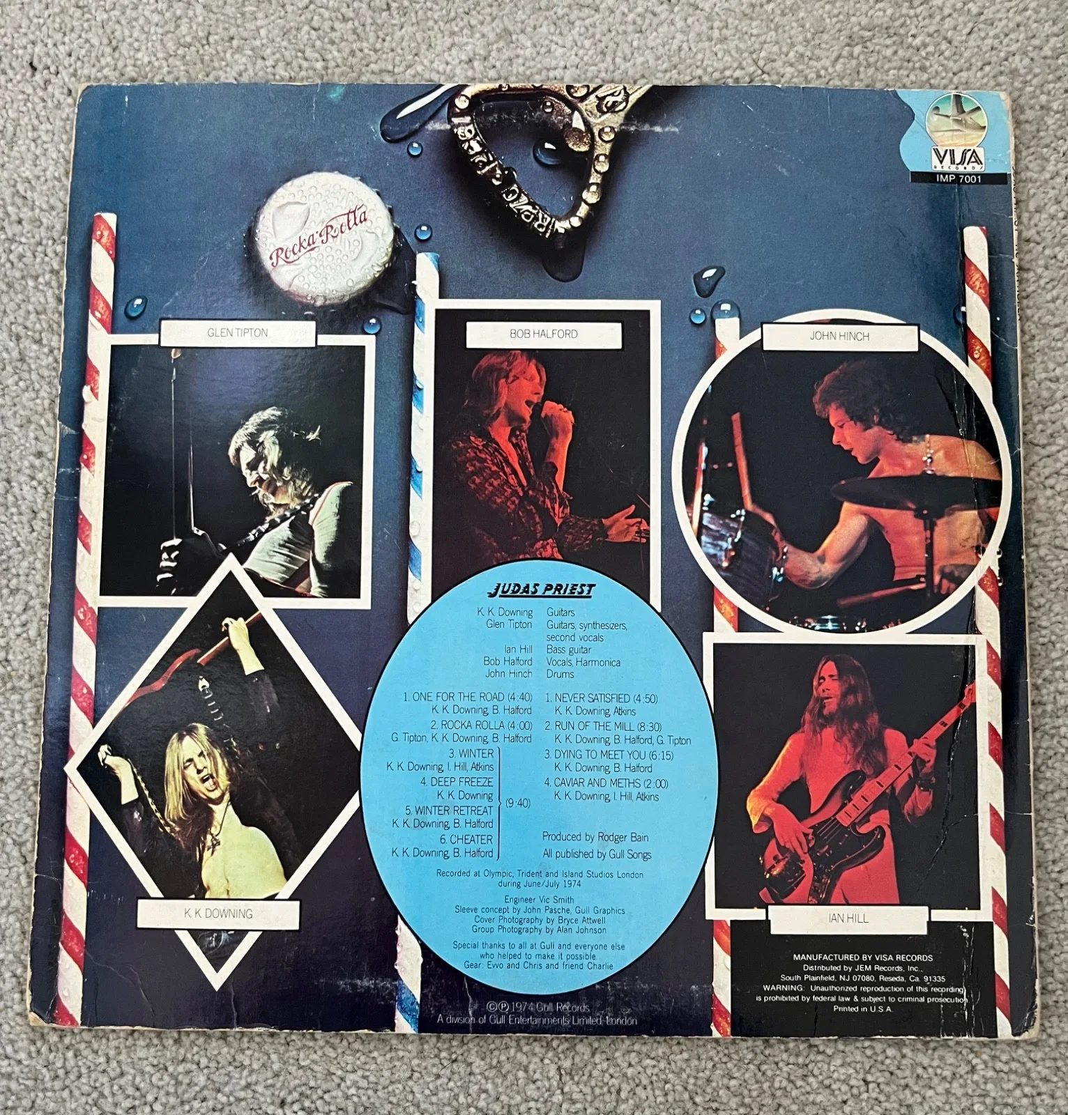 JUDAS PRIEST Signed Rocka Rolla 1974 Vinyl Album JSA LOA Tipton Downing Hill, image 3