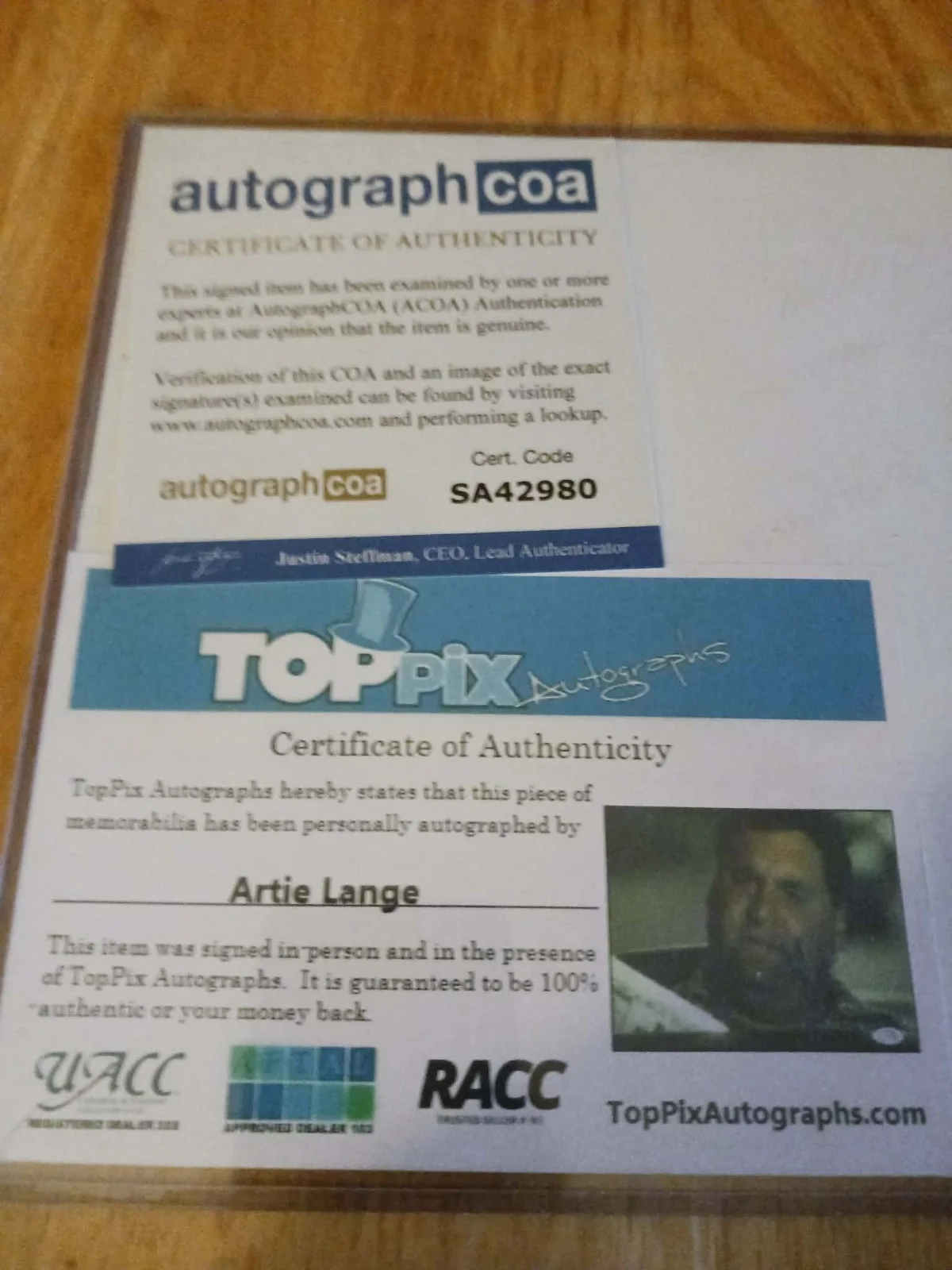Artie Lange — Artie Lange Signed 8x10 Photo ACOA Authentication from the Howard Stern Show, image 2