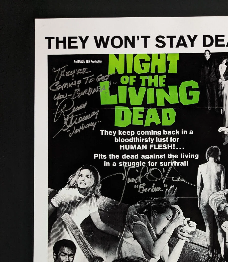 Night of the Living Dead 2X Cast — 1968 NOLD Cast 2x Signed 11x17 Poster JUDITH O'DEA RUSS STREINER Inscription JSA, image 2