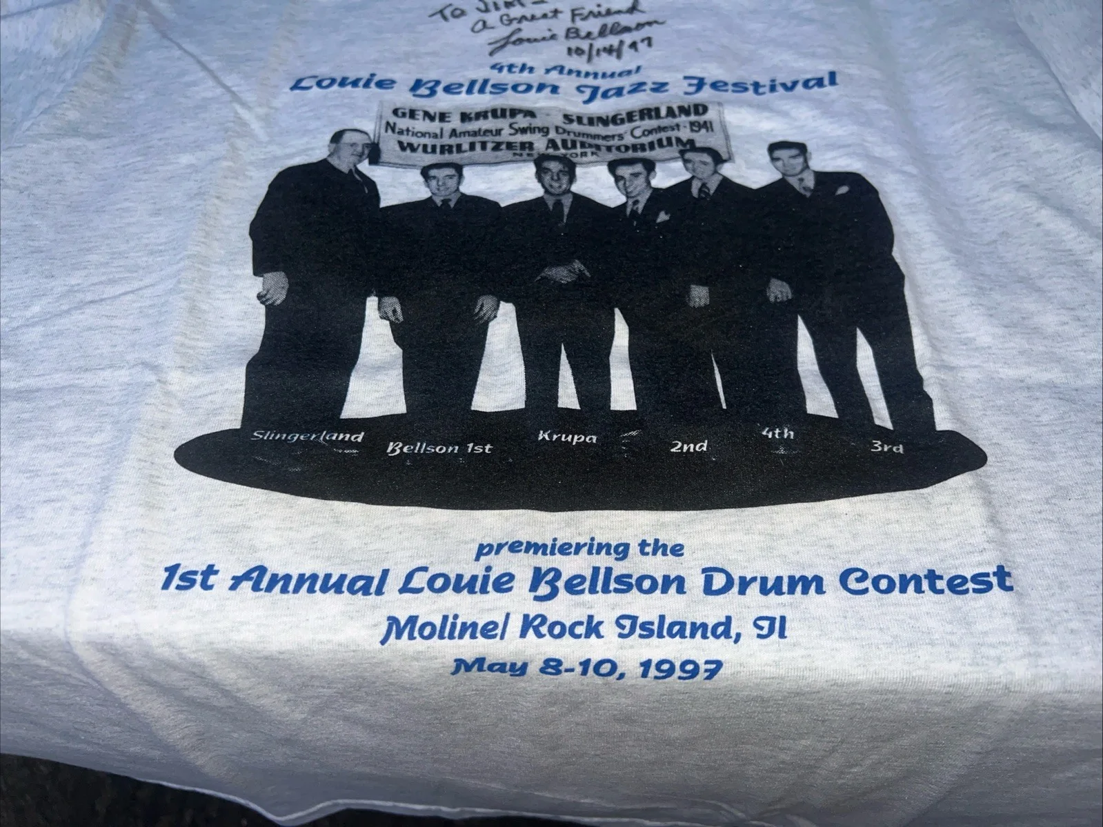 Louie Bellson Signed Autographed Shirt Jazz Festival And Drum Contest Krupa, изображение 3