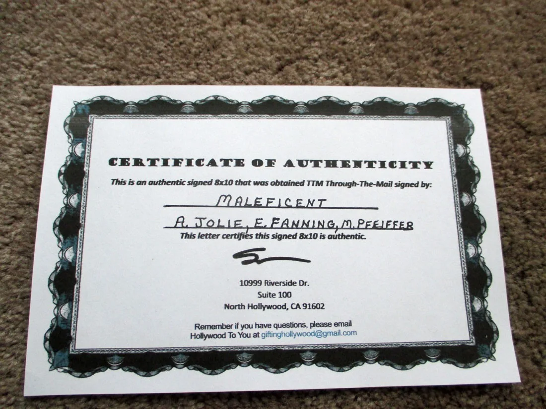 MALEFICENT AUTOGRAPHED (3) 8x10, image 2