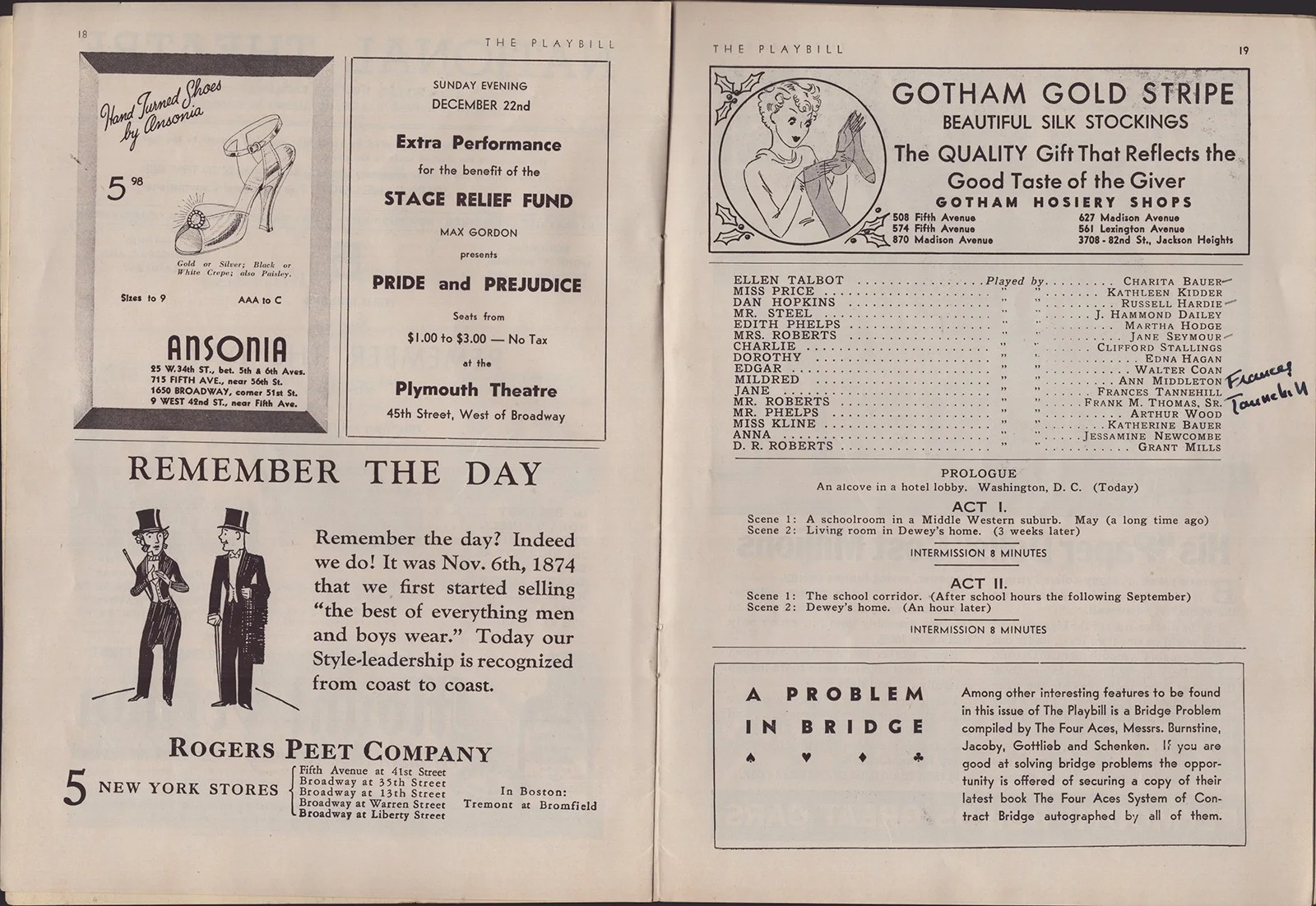 Remember The Day Broadway Cast, Frances Tannehill — REMEMBER THE DAY BROADWAY CAST - SHOW BILL SIGNED CIRCA 1935 WITH CO-SIGNERS, image 4