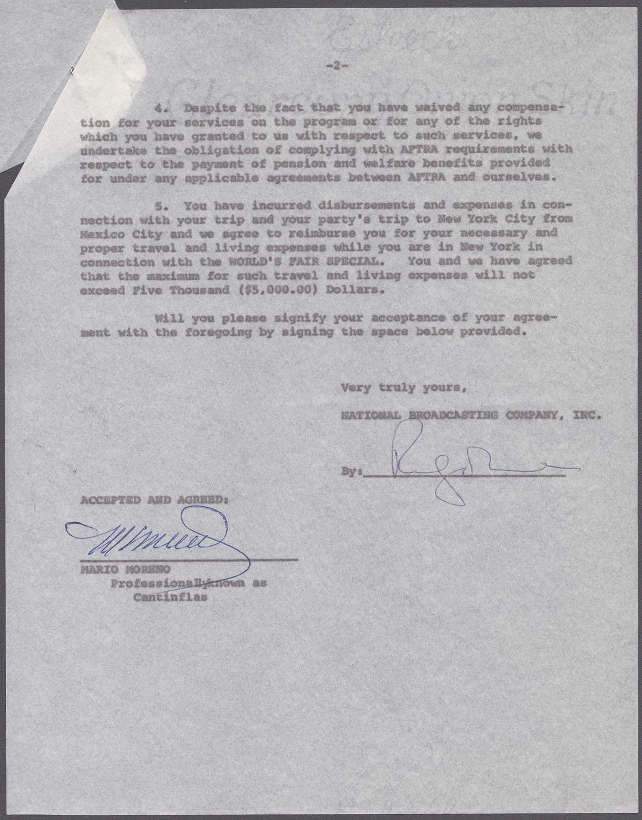 Cantinflas — CANTINFLAS - DOCUMENT SIGNED 04/16/1964, изображение 2