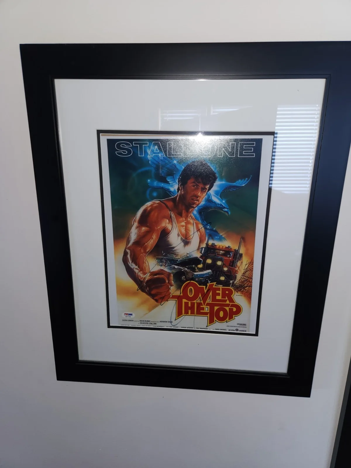 Sylvester Stallone — Sylvester Stallone Auto 11x14 Over The Top Mini Movie Poster(PSA/DNA) RARE🔥🔥