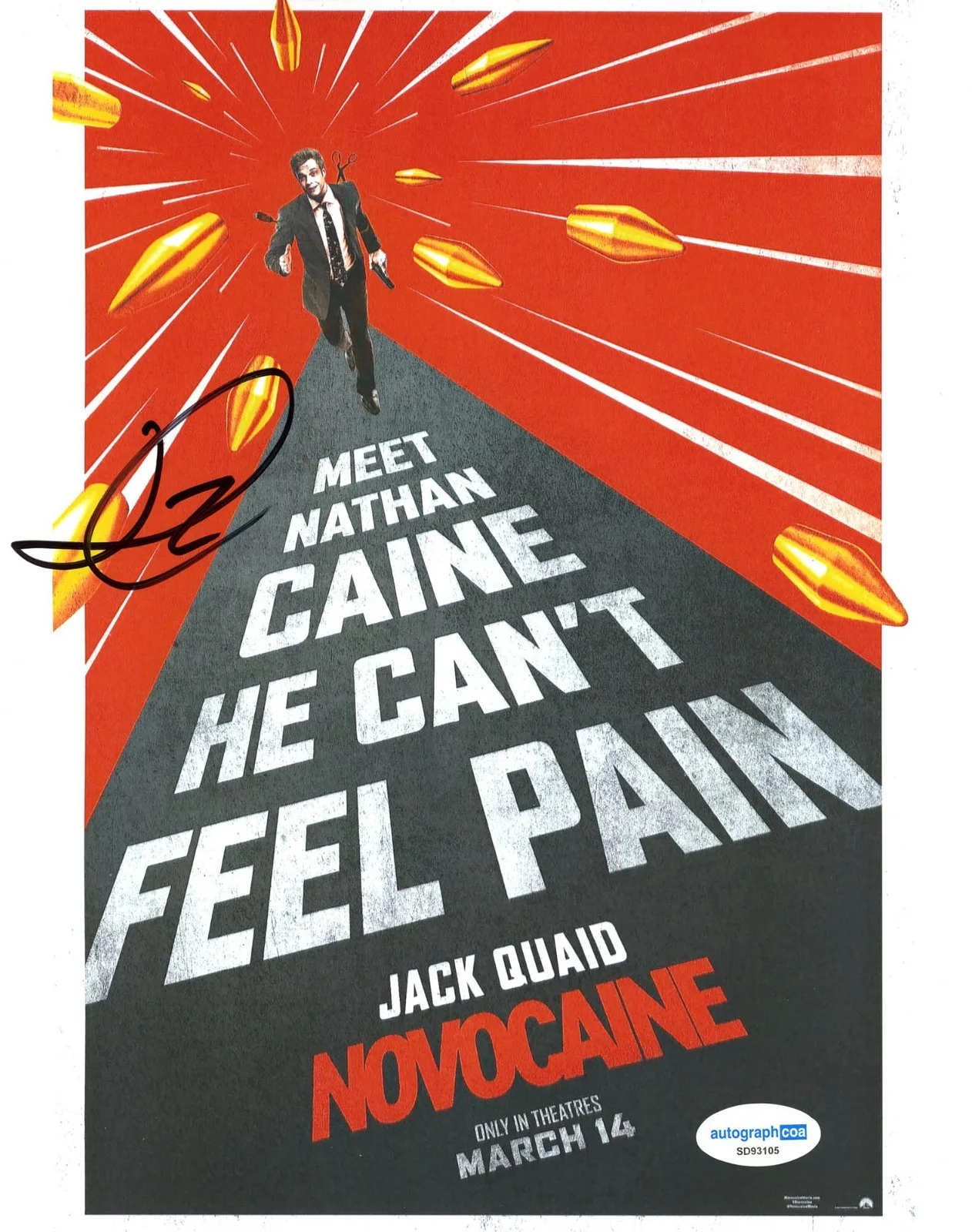 Jack Quaid — Jack Quaid signed "NOVOCAINE" 8x10 Photo EXCT PROOF a THE BOYS Nathan Caine ACOA, изображение 4