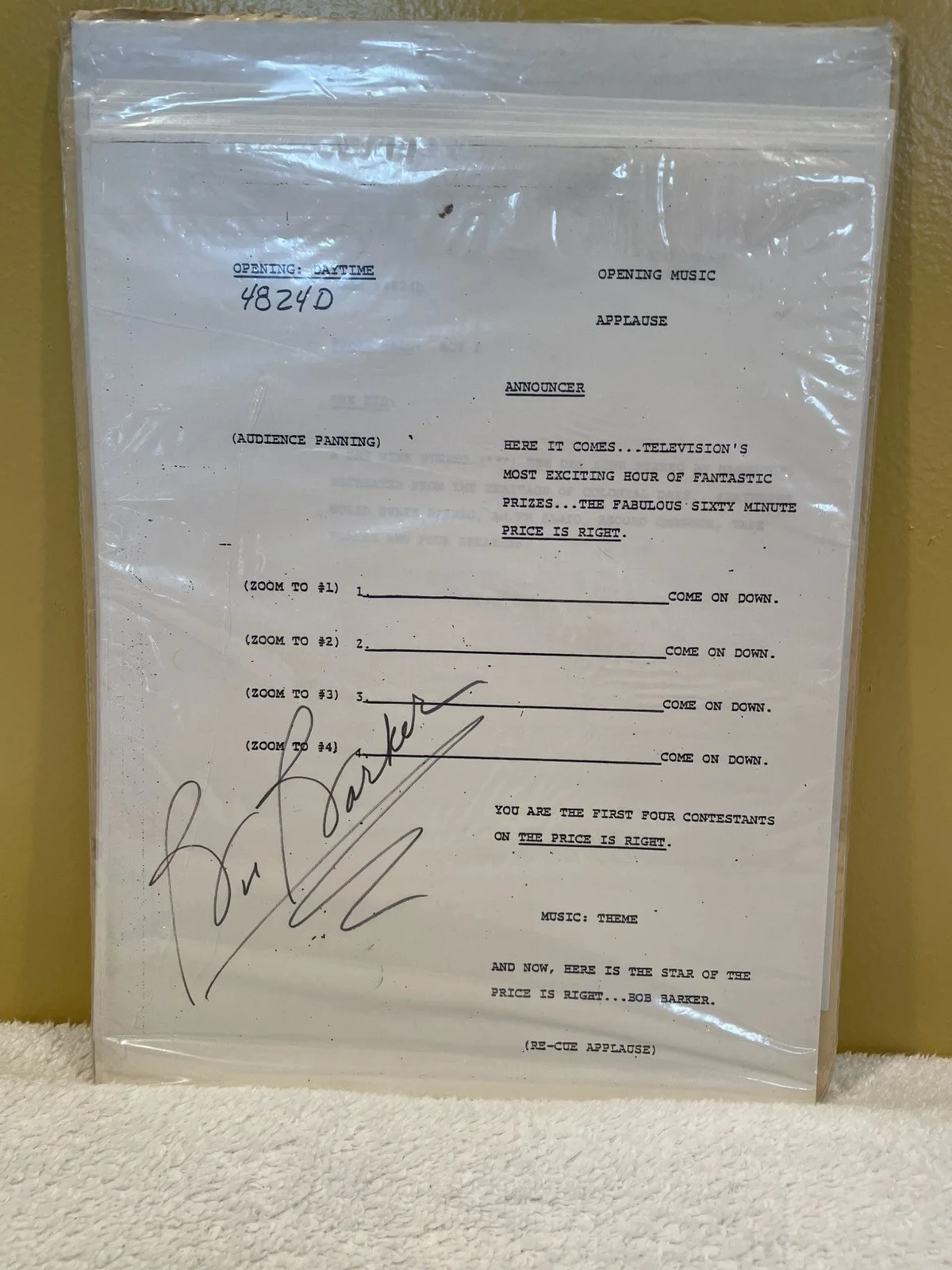 BOB BARKER — BOB BARKER The Price Is Right AUTOGRAPHED SCRIPT 24 Pgs w Mark Goodson Envelope
