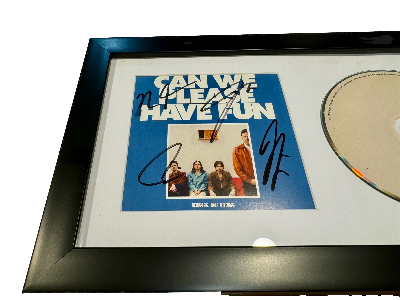 KINGS OF LEON SIGNED & FRAMED CAN WE PLEASE HAVE FUN CD ALBUM AUTOGRAPH COA B, image 2