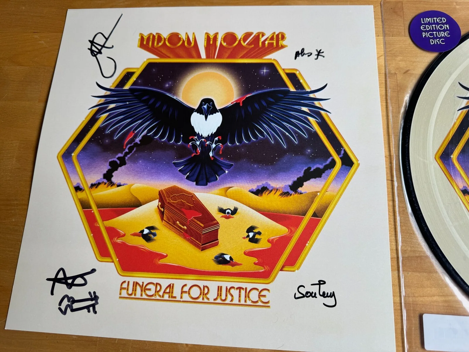 MDOU MOCTAR SIGNED FUNERAL FOR JUSTICE PICTURE DISC VINYL ALBUM AUTOGRAPH COA B, image 2