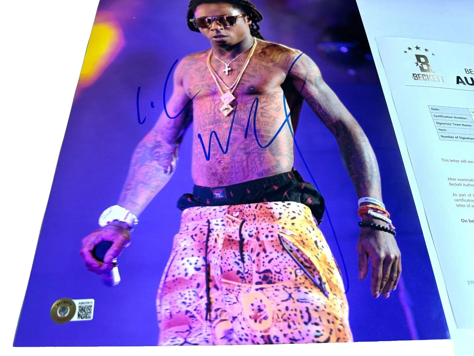 LIL WAYNE SIGNED CONCERT THA CARTER IV 11X14 PHOTO AUTOGRAPH BAS COA C, image 2