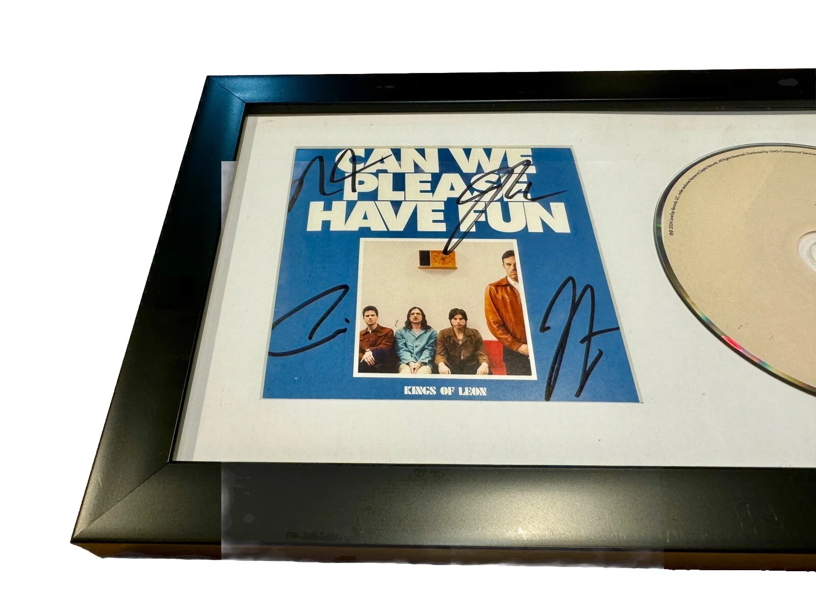 KINGS OF LEON SIGNED & FRAMED CAN WE PLEASE HAVE FUN CD ALBUM AUTOGRAPH COA D, image 2