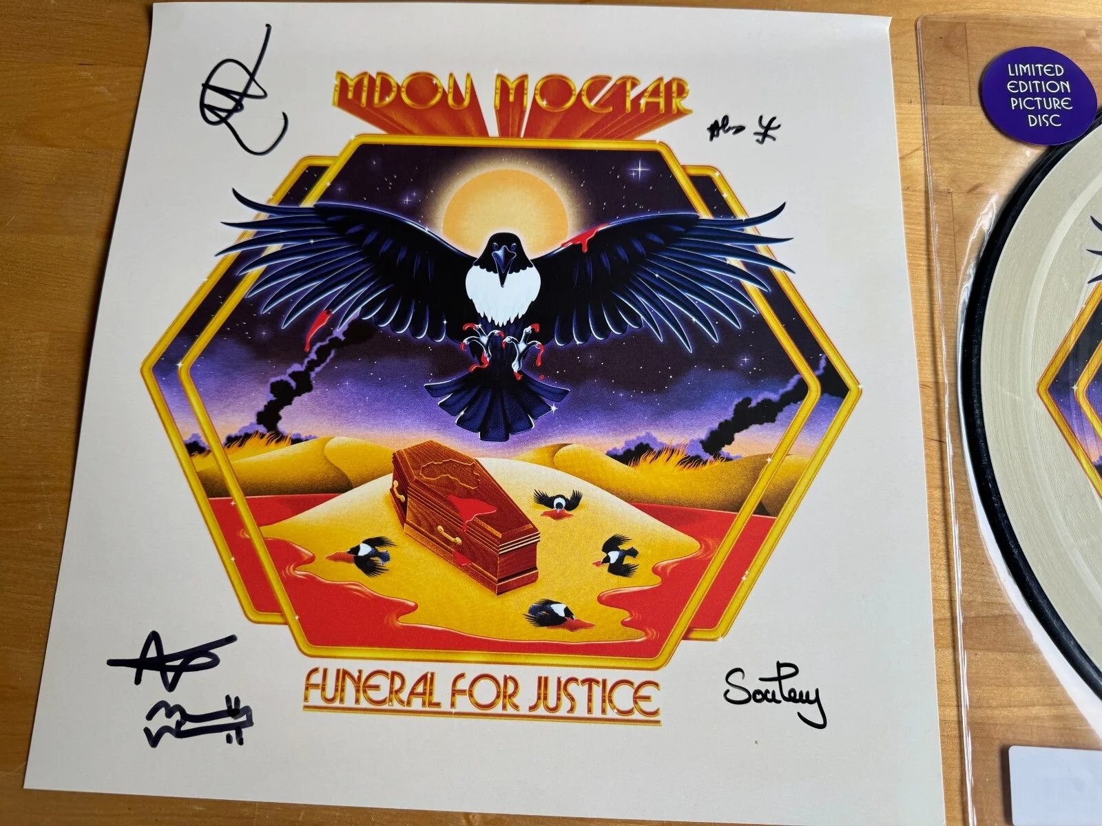 MDOU MOCTAR SIGNED FUNERAL FOR JUSTICE PICTURE DISC VINYL ALBUM AUTOGRAPH COA A, image 2