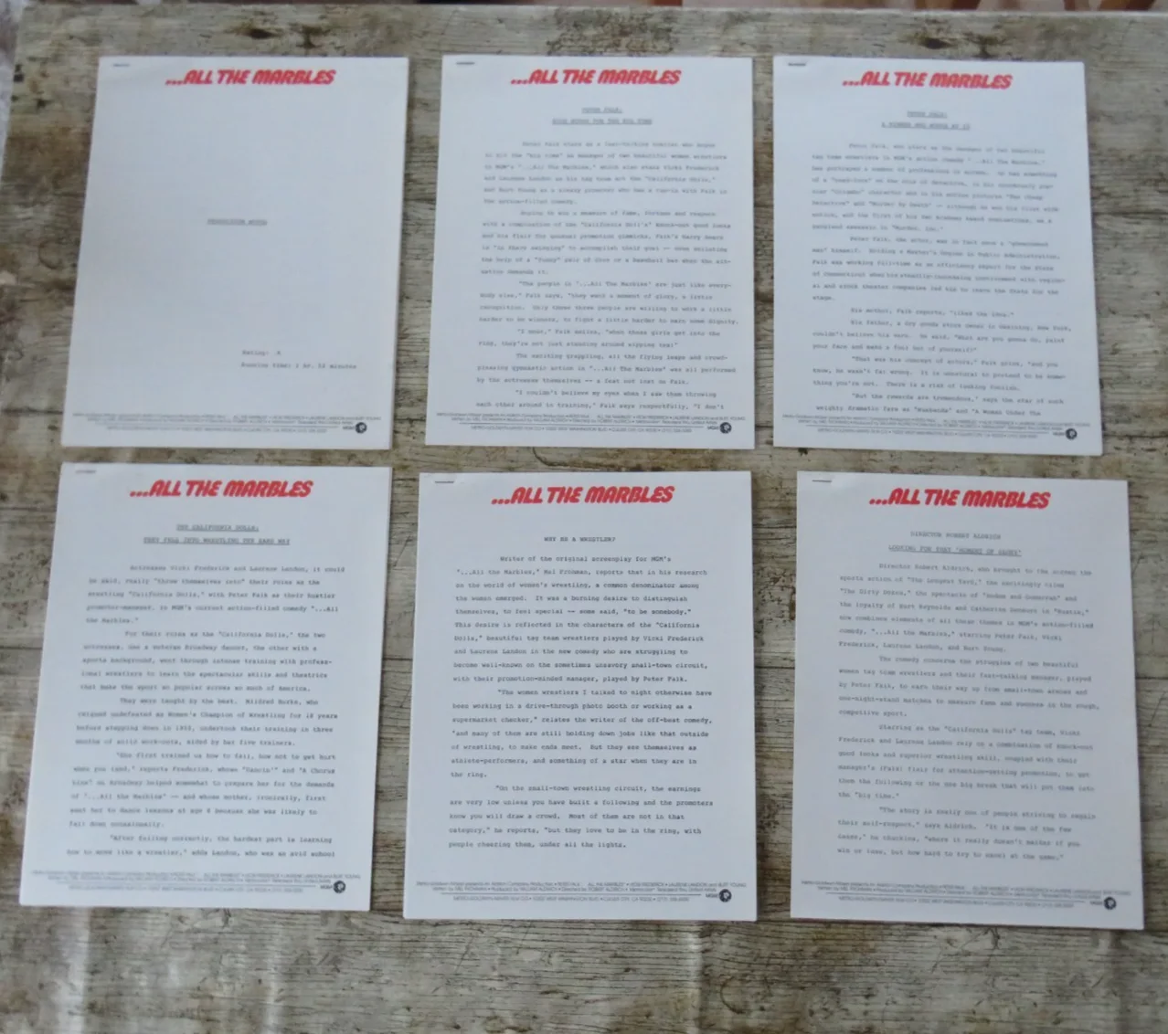 ALL THE MARBLES ORIGINAL 1981 CINEMA FILM MOVIE PRESS KIT Peter Falk 10 PHOTOS, изображение 3