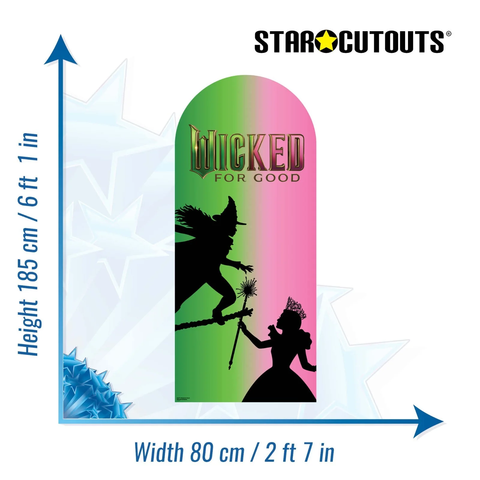 Wicked: For Good Glinda and Elphaba Cardboard Silhouette Party Backdrop 185cm, изображение 3
