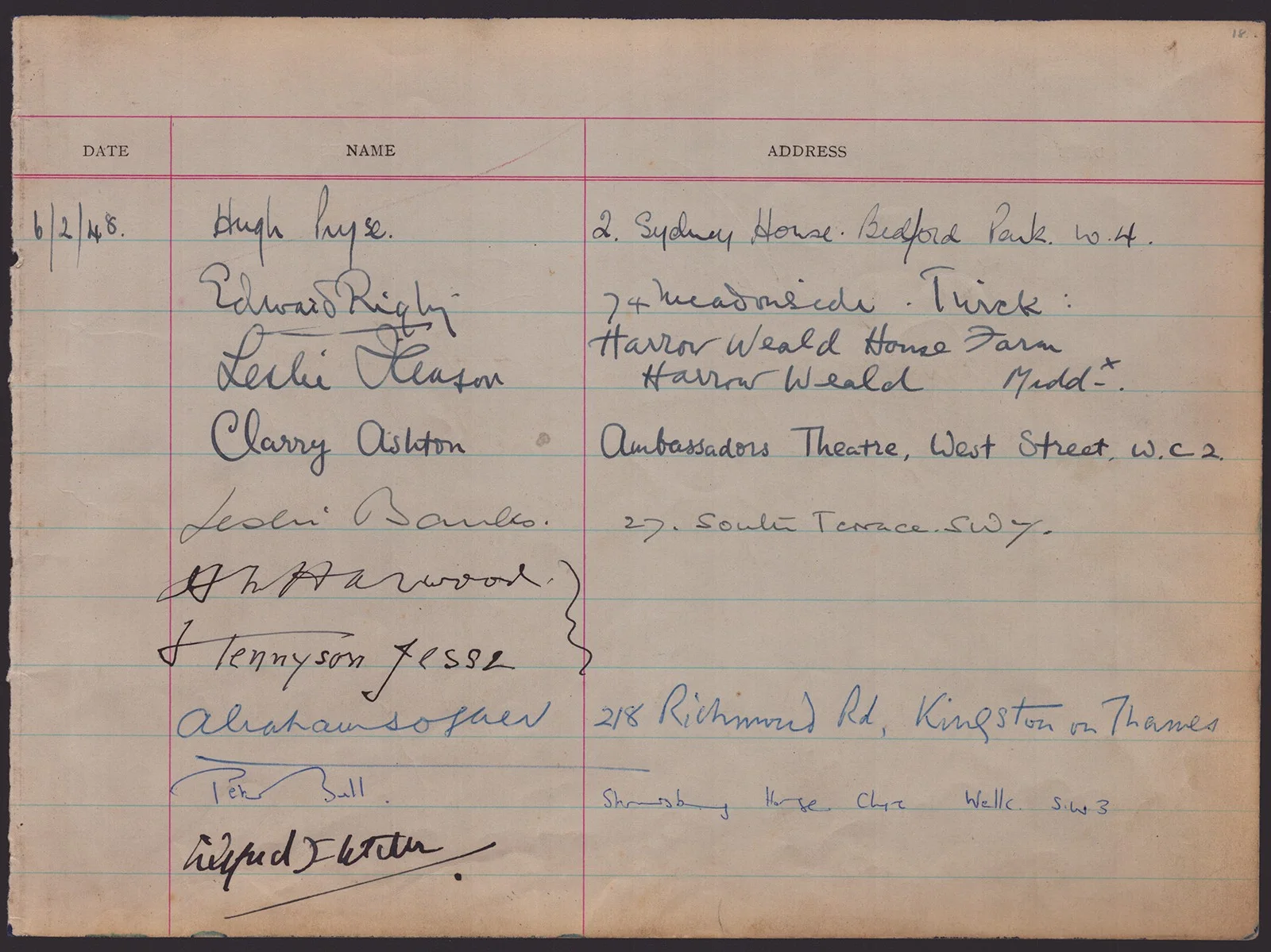Robert Morley, Wilfred Fletcher, F. Tennyson Jesse — ROBERT MORLEY - AUTOGRAPH WITH CO-SIGNERS, image 2