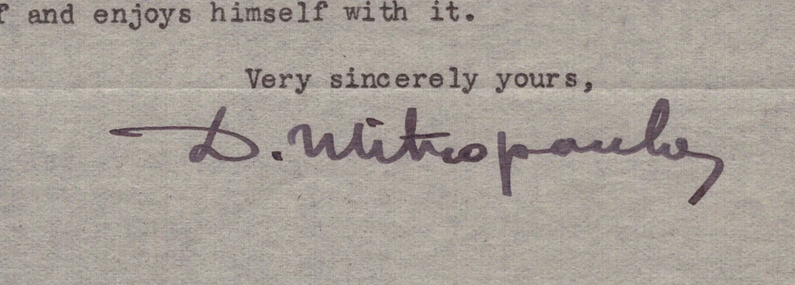 Dimitri Mitropoulos — DIMITRI MITROPOULOS - TYPED LETTER SIGNED 09/16/1952, image 2
