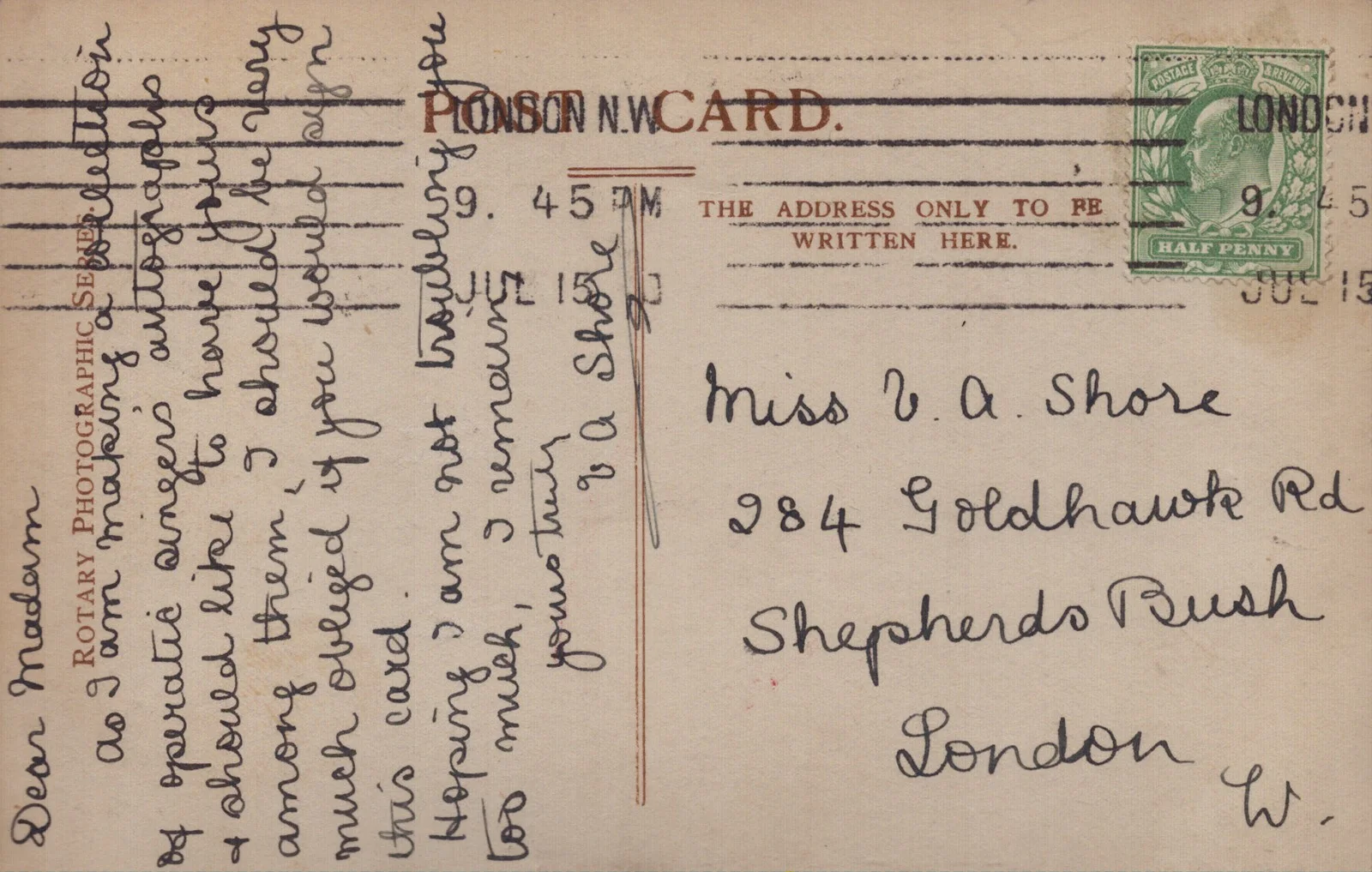 Luisa Tetrazzini — LUISA TETRAZZINI - PICTURE POST CARD SIGNED 1910, image 3