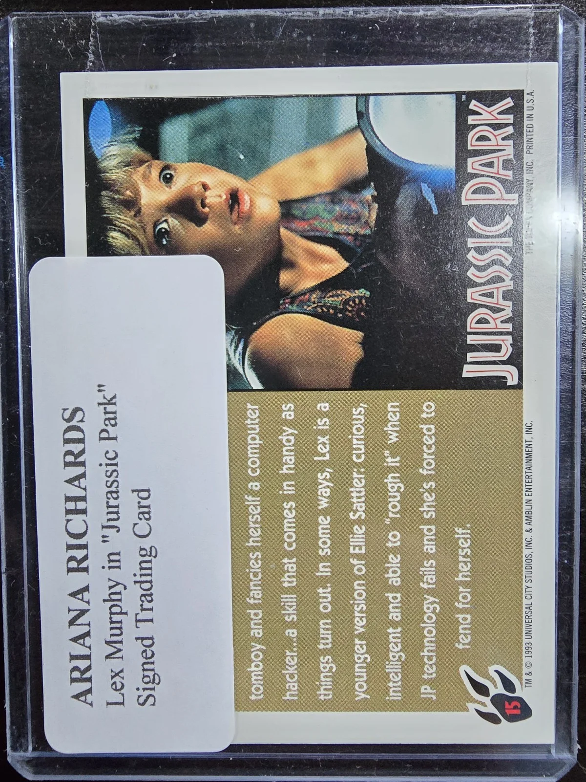 Ariana Richards Signed Jurassic Park Topps Card 1993 Autographed Lex Murphy!, изображение 3