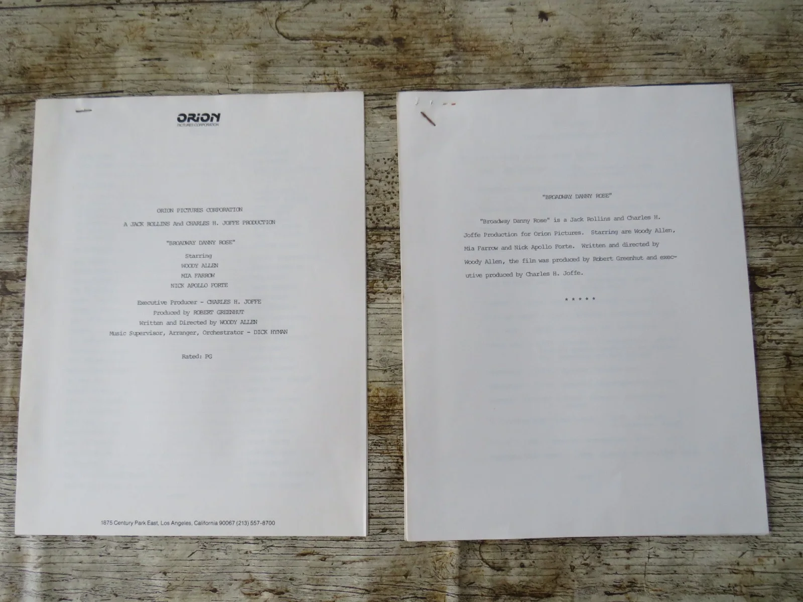 BROADWAY DANNY ROSE ORIGINAL 1984 CINEMA FILM PRESS KIT Woody Allen 11 PHOTOS, изображение 3