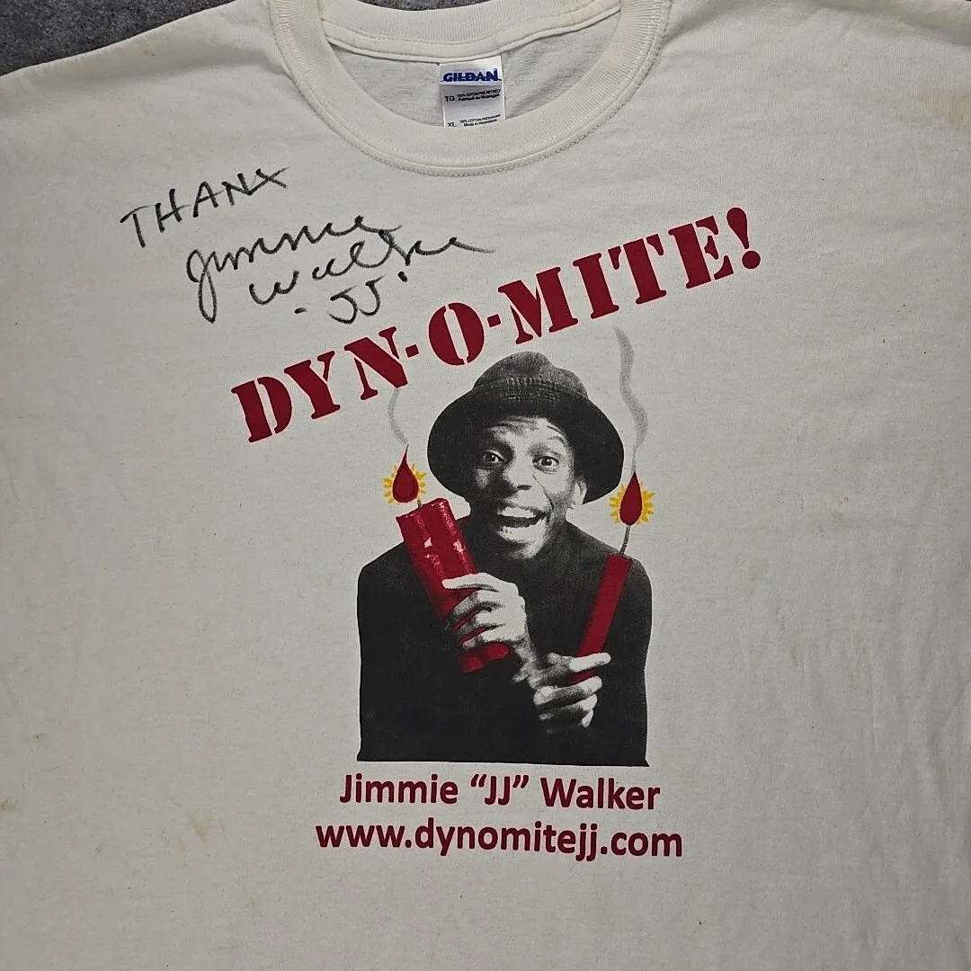 Vintage Jimmie Walker Signed Dyn-O-Mite Autographed J.J. T-Shirt XL, изображение 2