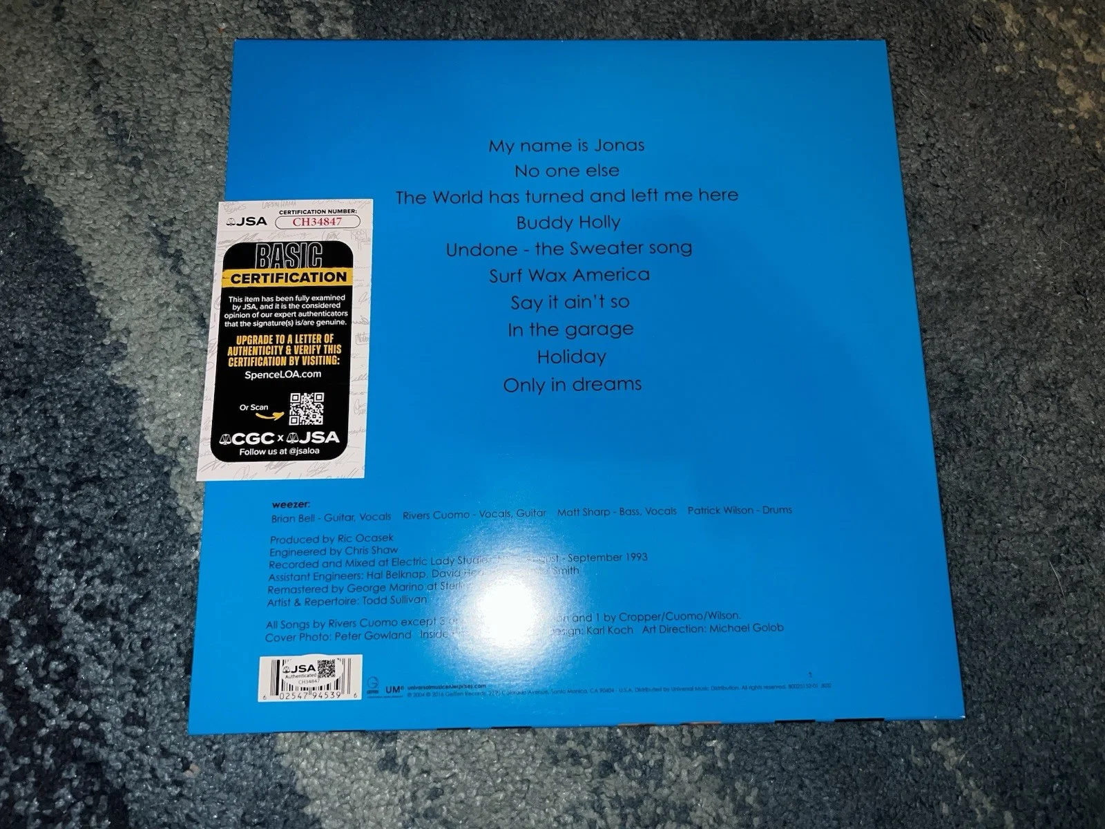 Rivers Cuomo Signed The Blue Album Vinyl Weezer Lead Legend JSA Auth, image 2
