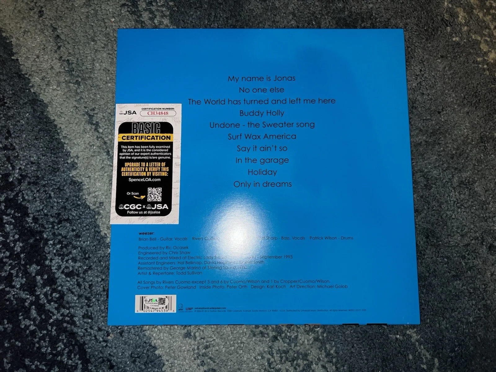 Rivers Cuomo Signed The Blue Album Vinyl Weezer Lead Legend JSA Auth #2, изображение 2