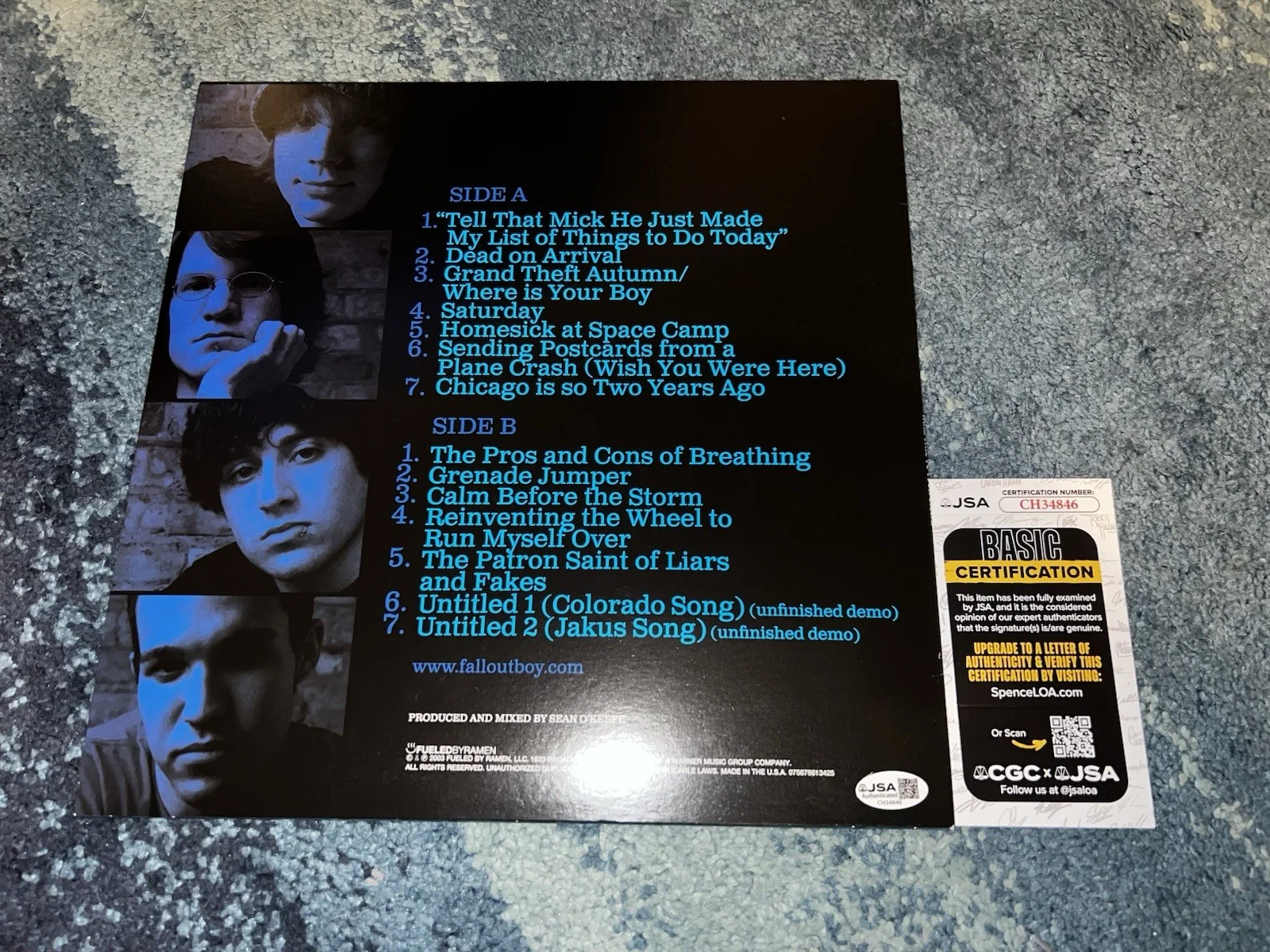 Pete Wentz Signed Fall Out Boy Vinyl Take This To Your Grave JSA Auth, image 3