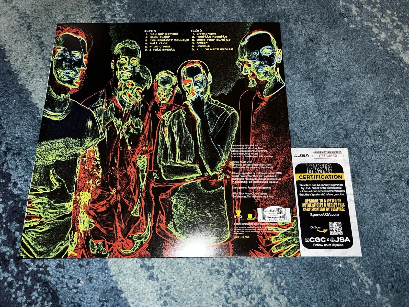 311 Band Signed From Chaos Vinyl Nick Hexum, Chad Sexton, Tim Mahoney JSA Auth, image 2
