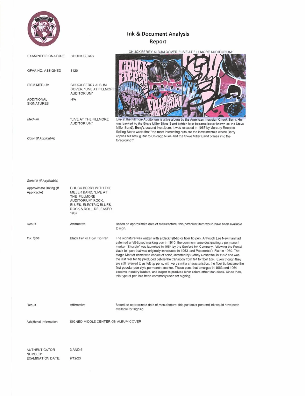 🎶 Chuck Berry Signed Autograph Live At Filmore Auditorium 🎶, image 4