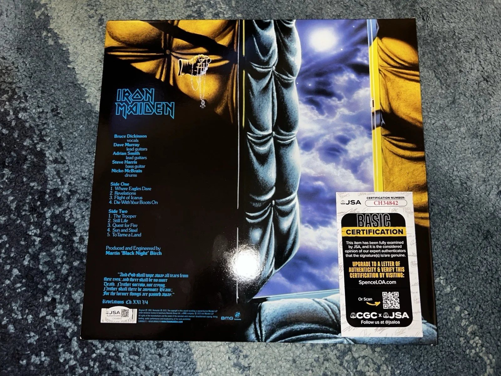 Nicko McBrain Signed Iron Maiden Vinyl Piece Of Mind Drummer Legend JSA Auth, image 3