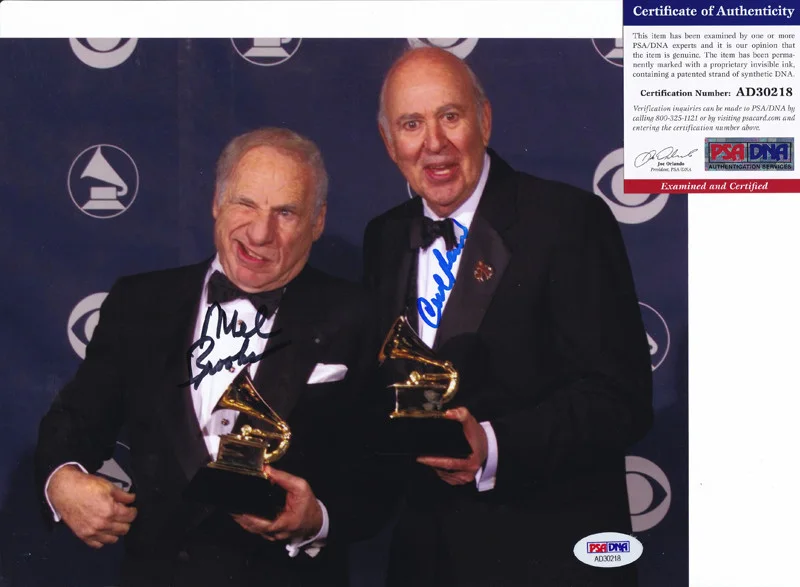 Mel Brooks & Carl Reiner — Mel Brooks & Carl Reiner Dual Signed Autograph 8x10 Photo PSA/DNA COA #1
