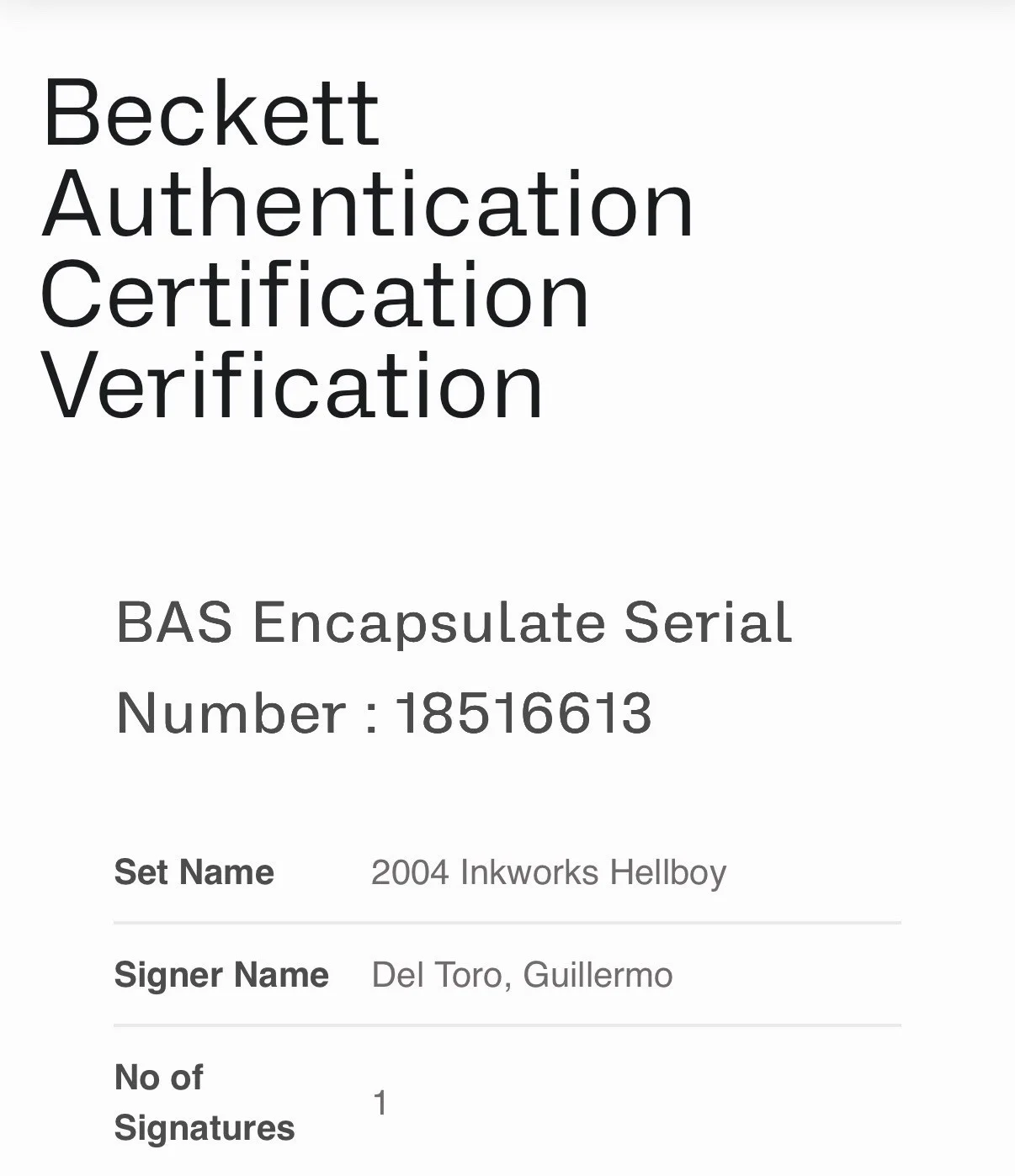 Guillermo Del Toro — GUILLERMO DEL TORO SIGNED AUTOGRAPH 2004 INKWORKS HELLBOY CARD BECKETT-D, image 3