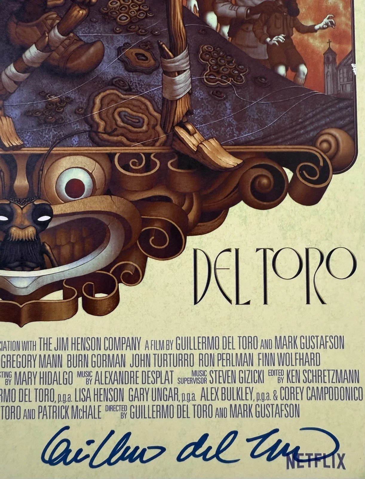 Guillermo Del Toro — GUILLERMO DEL TORO SIGNED AUTOGRAPH NETFLIX PINOCCHIO POSTER BECKETT BT55308, изображение 4