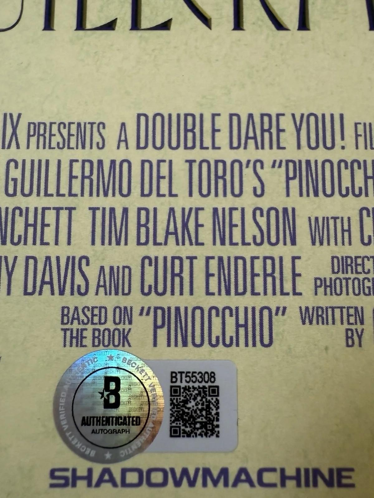 Guillermo Del Toro — GUILLERMO DEL TORO SIGNED AUTOGRAPH NETFLIX PINOCCHIO POSTER BECKETT BT55308, изображение 5