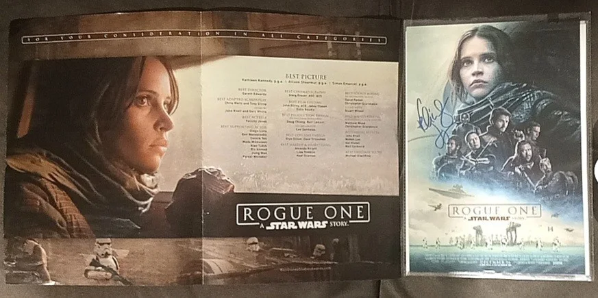 Felicity Jones — Rogue One : Star Wars story signed Felicity Jones 11x14 Oscar Academy large Ad