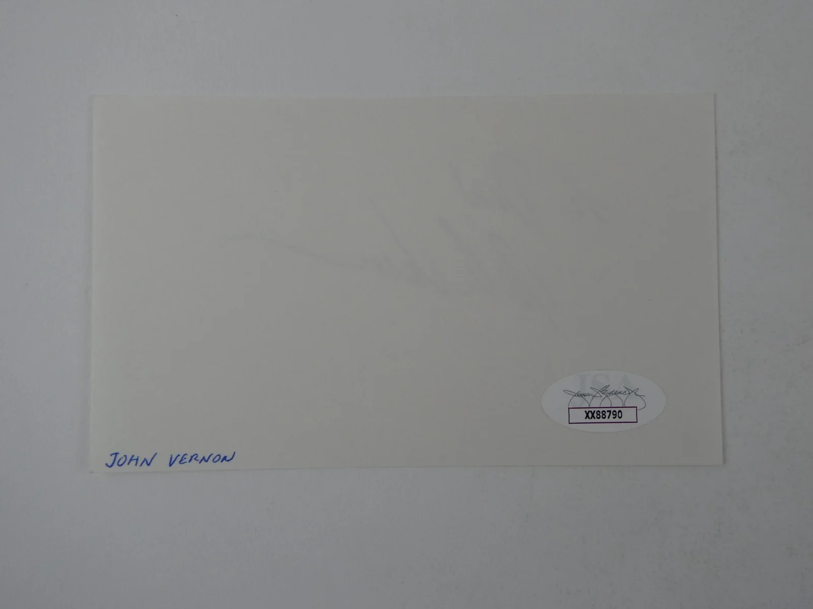 John Vernon — John Vernon Signed 3x5 Index Card Autographed Animal House To Don JSA LOA COA, image 3