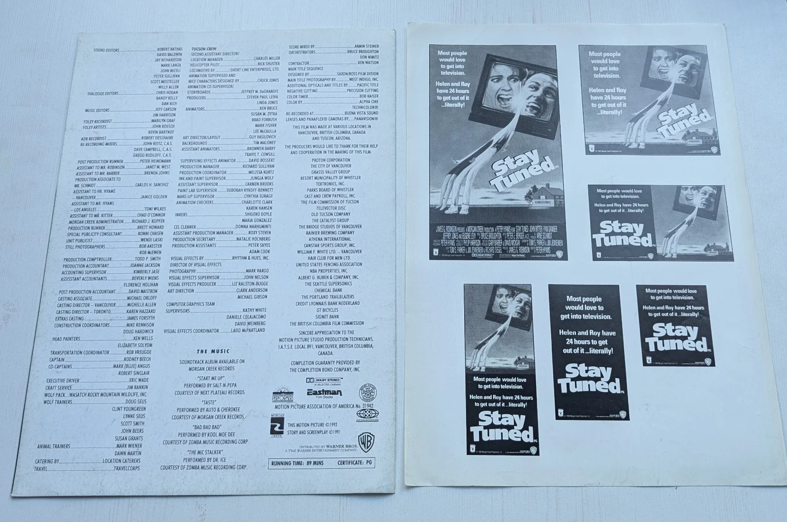 Stay Tuned - 1992 Movie Press Kit Cast List and Advertisement Sheet, image 3