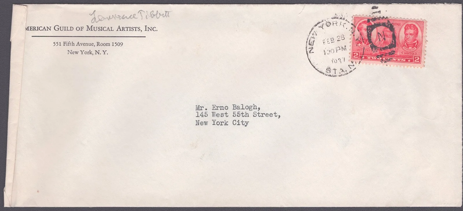 Lawrence Tibbett — LAWRENCE M. TIBBETT - TYPED LETTER SIGNED 02/27/1937, изображение 3