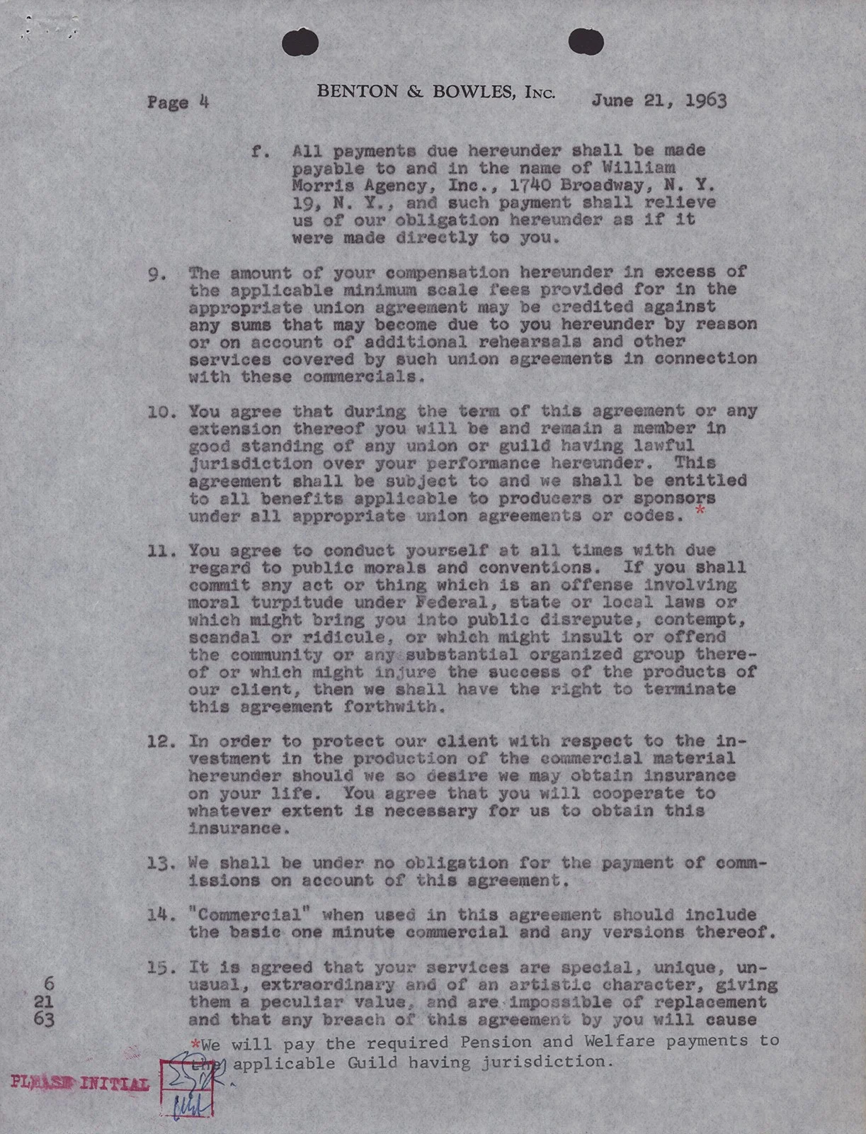 Edward G. Robinson — EDWARD G. ROBINSON - CONTRACT MULTI-SIGNED 06/21/1963, image 4