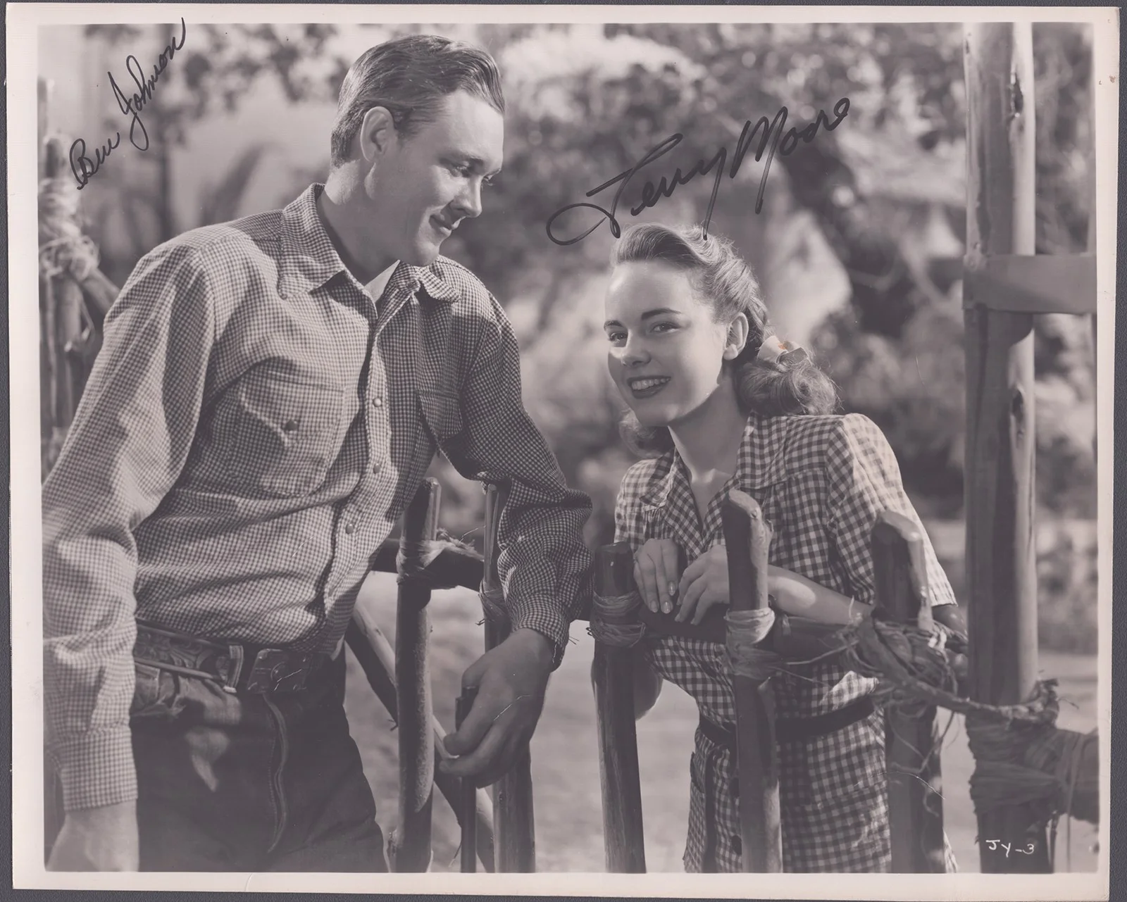 Ben Johnson, Terry Moore — MIGHTY JOE YOUNG MOVIE CAST - AUTOGRAPHED SIGNED PHOTOGRAPH WITH CO-SIGNERS
