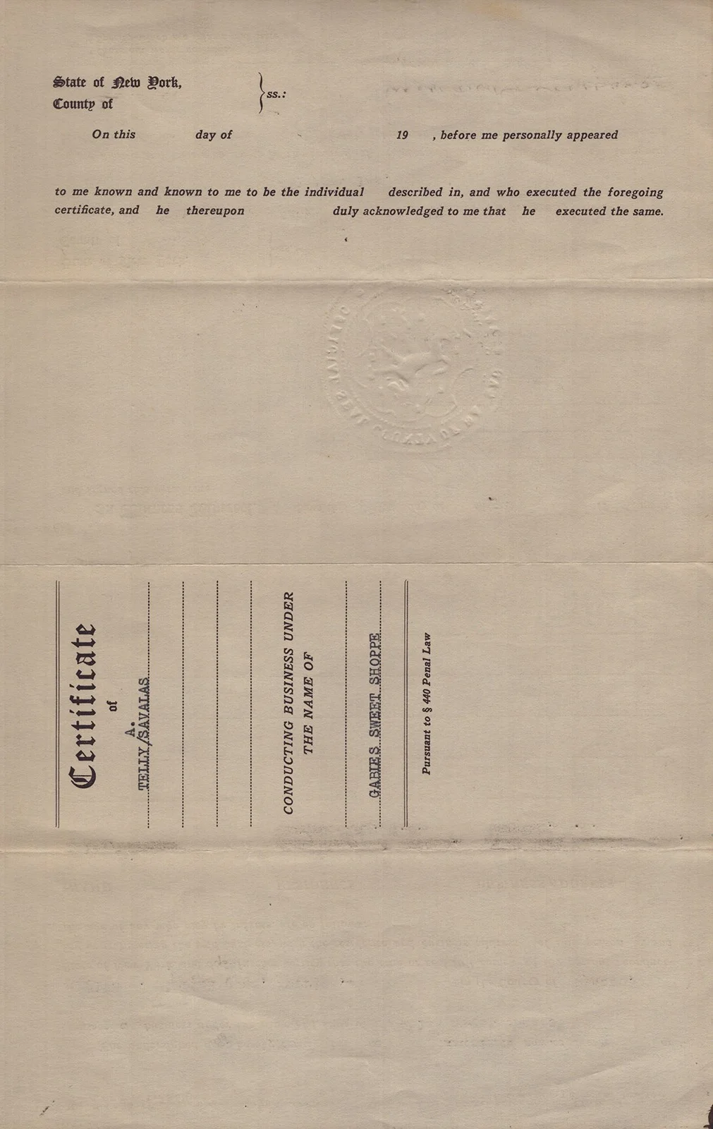 Telly Savalas — TELLY SAVALAS - DOCUMENT SIGNED 09/28/1945, image 3